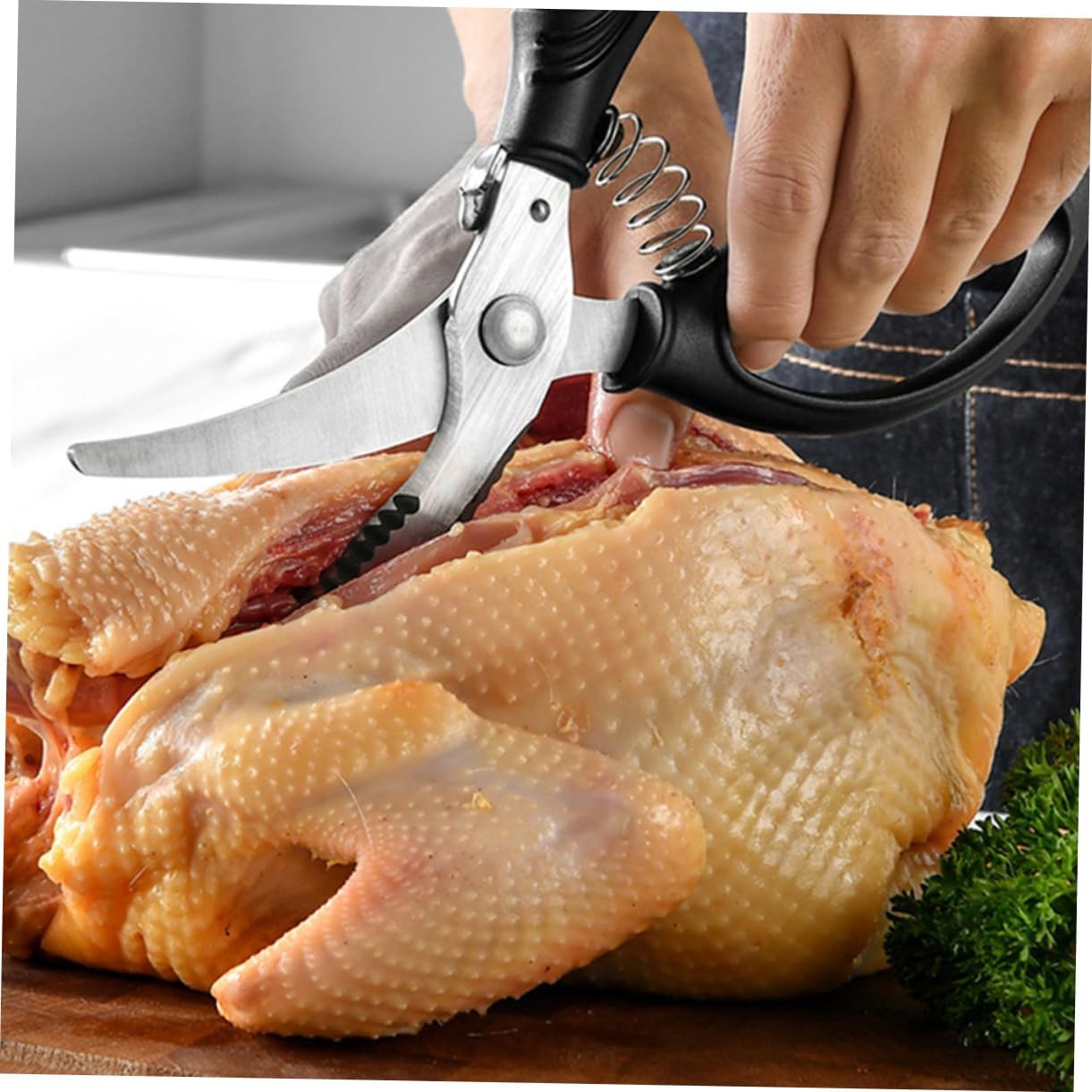 KICHOUSE Heavy Duty Chicken Shears Spring-Loaded Poultry Scissors for Meat and Bone Cutting Dishwasher Safe Kitchen Utility for Home Cooks