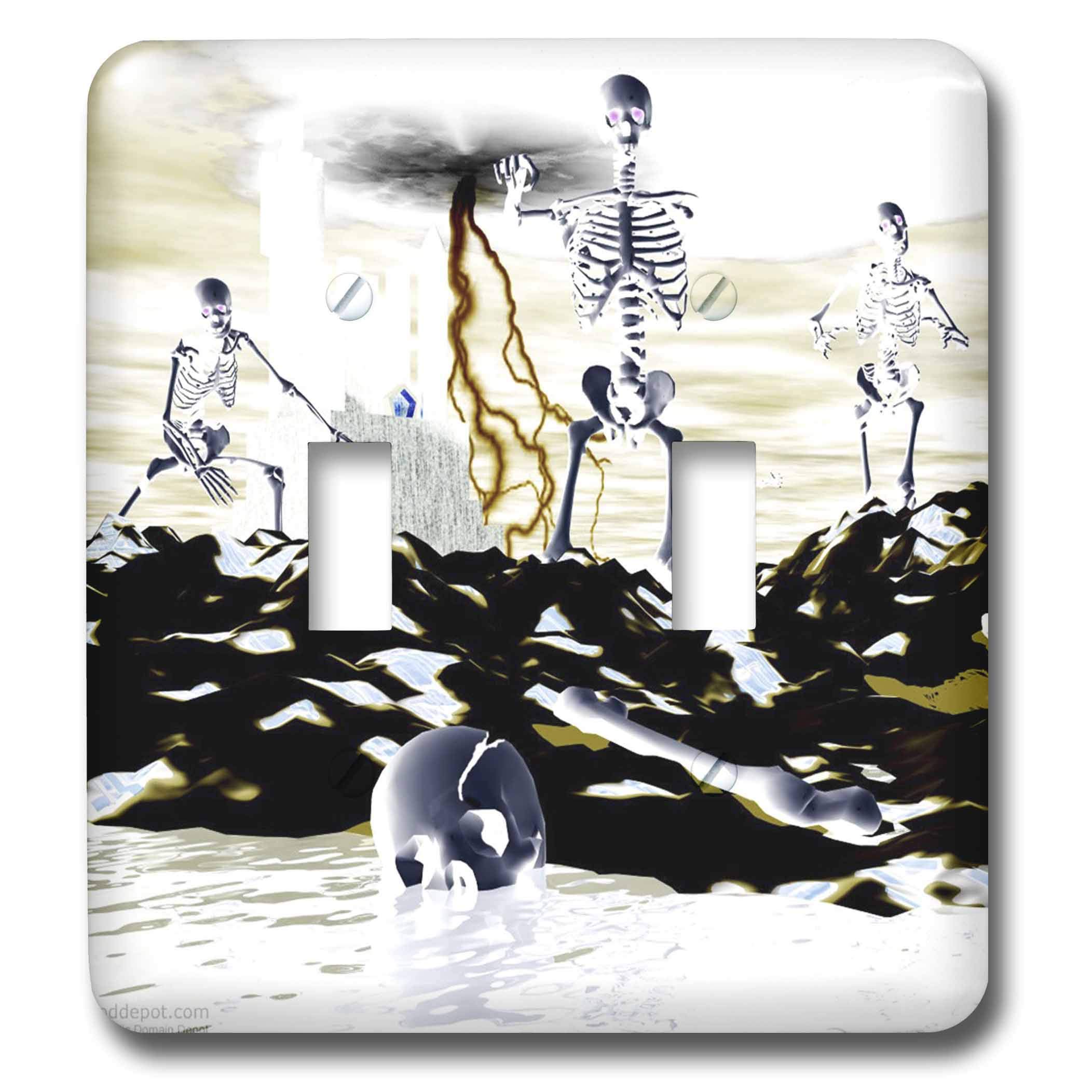 Interrupteur squelette noir blanc en cuivre 3dRose au design surréaliste chic