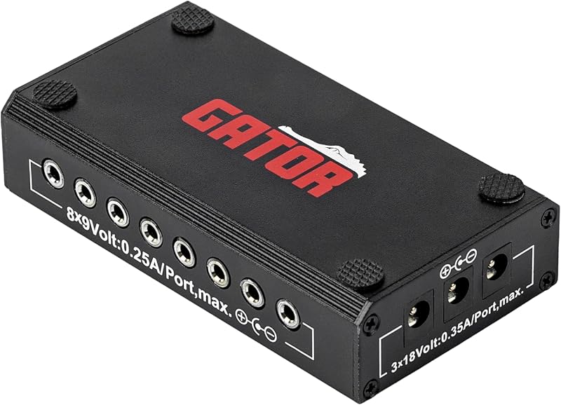 Estuches Fuente de alimentación para placa de pedal de salida múltiple; (8) Salidas de 9V y (3) Salidas de 18V (G-Bus-8-Us)