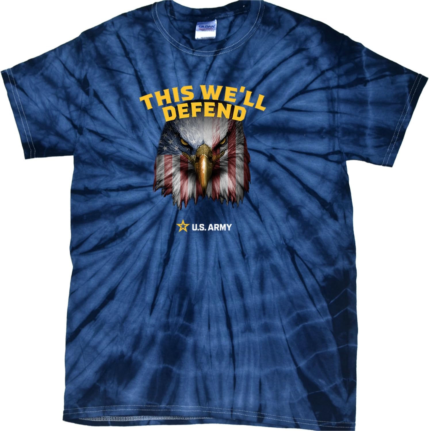 US Army This We'll Defend Eagle Tie Dye Spiral Short Sleeve T-Shirt for Mens Women Adult T-Shirt