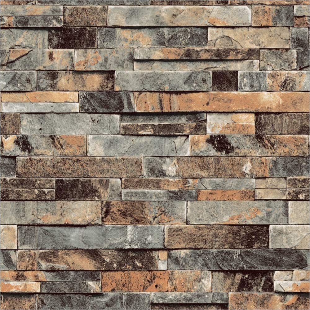 Q QIHANG DAWEI 3D Brick Textured Bricks PVC Wallpaper Roll of Dining Room Cyan Blue Color 1.73'W x 32.8‘L’