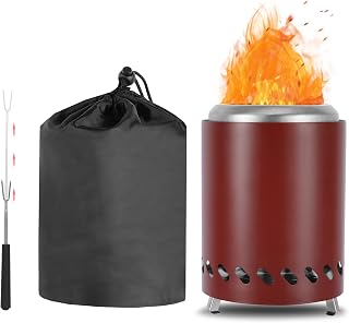 Mini brasero para el jardín de 14 cm x 20 cm de alto, hornillo de camping para exteriores, ideal para barbacoa o cocina, portátil, para exteriores, color rojo