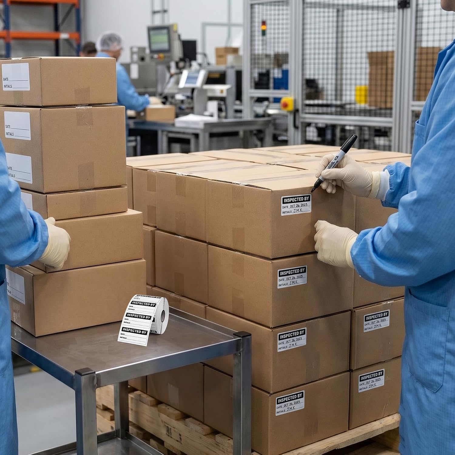 500 Pcs Inspected By Stickers 1×2 Inch Quality Control Inventory Labels