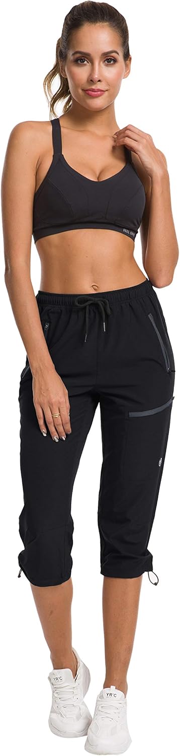 ChinFun Women's Hiking Capris Pants Outdoor Quick Dry Cargo Cropped Pants Water Resistant, UPF 50+ : Sports & Outdoors