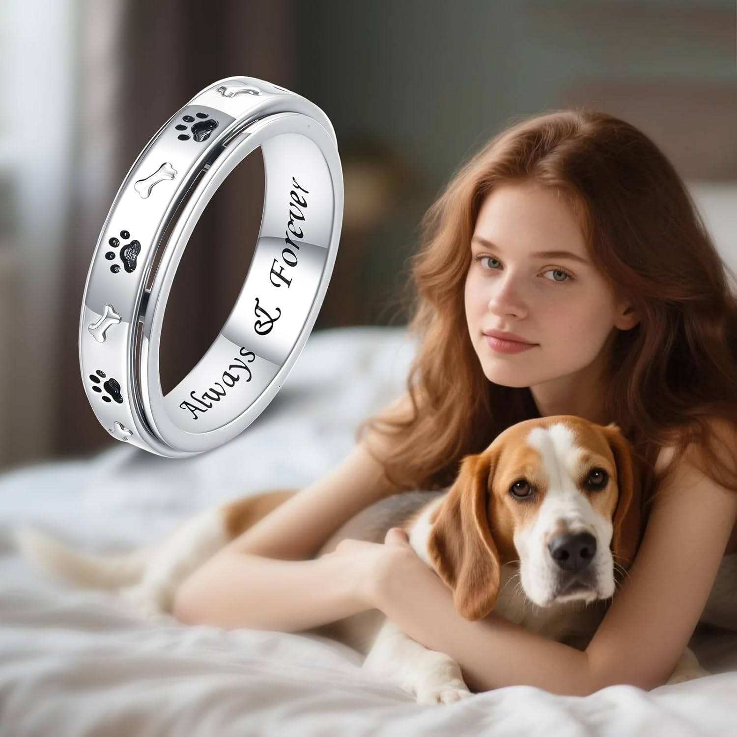 925 Sterling Silver Spinner Fidget Ring for Anxiety Stress Relieving Boredom ADHD Jewelry Birthday Gifts for Women Men