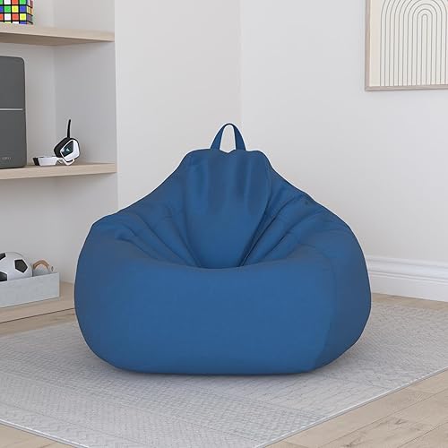 Miniatura 6 de Sillas grandes y pequeñas para sofás perezosos, sin relleno, de tela de lino, puf, puff para sala de estar, tatami, puf (marrón, 27.6 x 31.5 in)