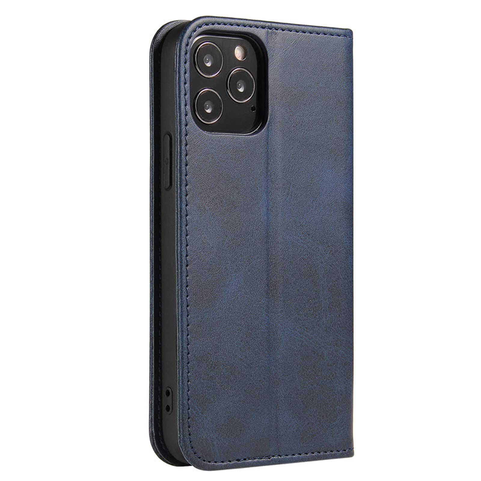 LTL Etui na telefon do iPhone 13 Mini/13/13 Pro/13 Pro Max, ręcznie robione skórzane etui z klapką z przegródkami na karty, etui na telefon, magnetyczne zamknięcie, niebieskie, 13pro 6,1"