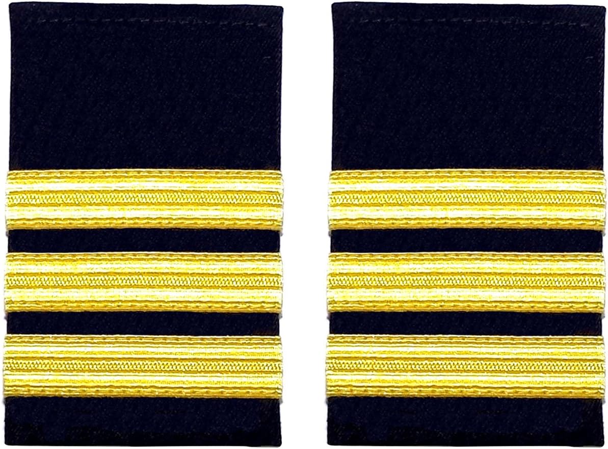 HandembroideryUK Three Gold Bar Shoulder Epaulettes | Military Epaulettes | Rank Slide for Uniform, Military Insignia, Uniform Badge Epaulettes