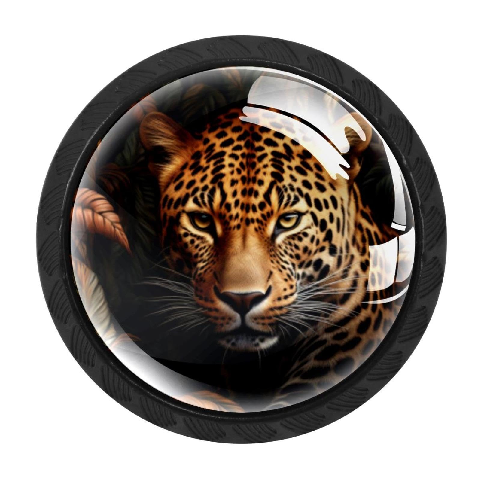CHENZZZZ 4 Pack Cabinet Handles Black Leopard Cabinet Knobs Draw