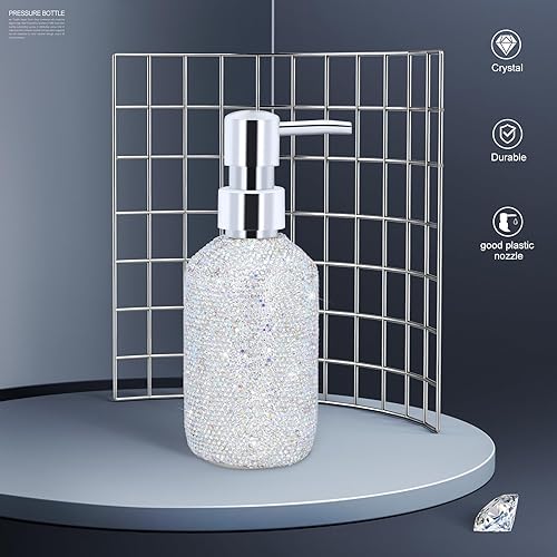 Miniatura 2 de Dispensador de jabón con diamantes de imitación brillantes con bomba a prueba de óxido, dispensador de loción para cocina, baño, botellas gruesas de