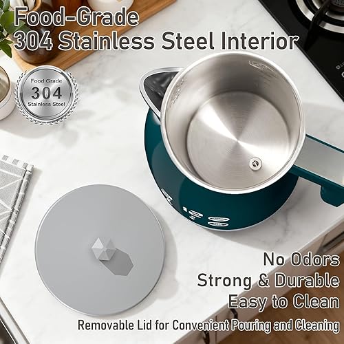 Miniatura 9 de Hervidor eléctrico con control de temperatura, 5 temperaturas preestablecidas, mantiene el calor 2 horas, caldera de agua silenciosa de 1200 W,