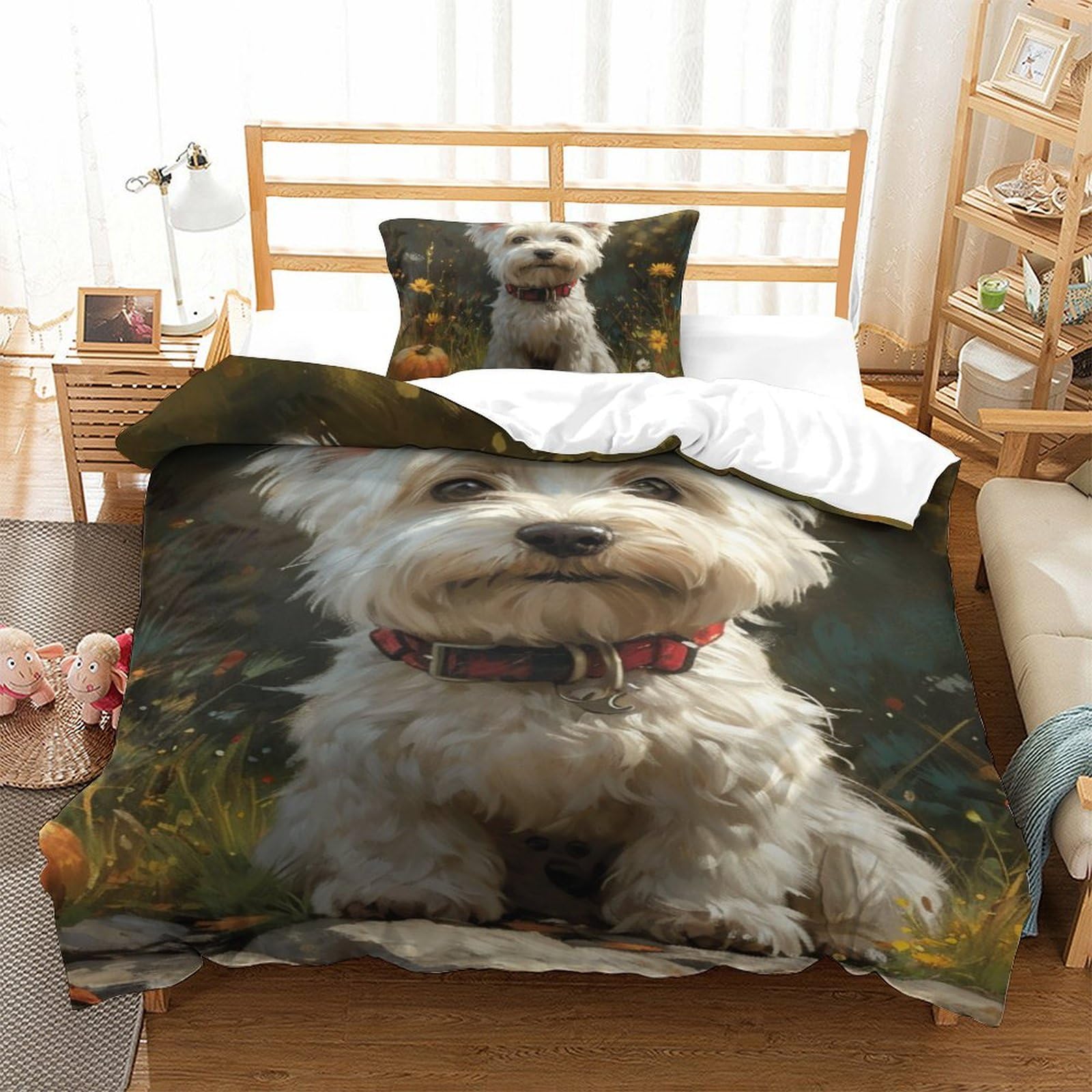 Parure de lit Yorkshire Terrier avec impression 3D haute définition 135x200cm