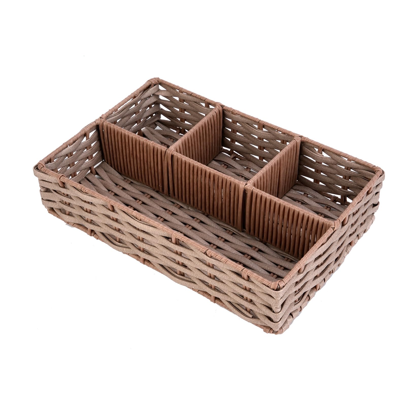 Whitmor Pe Rush 4 Section Tray, Brown, 11.8" L x 7.9" W x 2.8" H