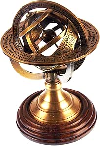 5-inch Nautical Brass Armillary Sphere with Rosewood Base