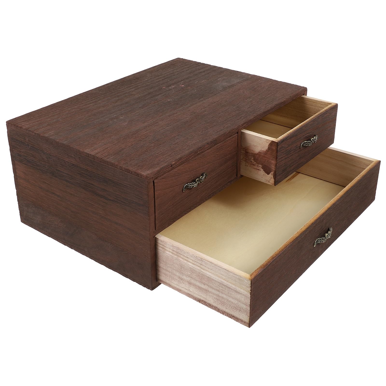 Boîte de rangement à tiroirs bois marron grande capacité cuisine bureau