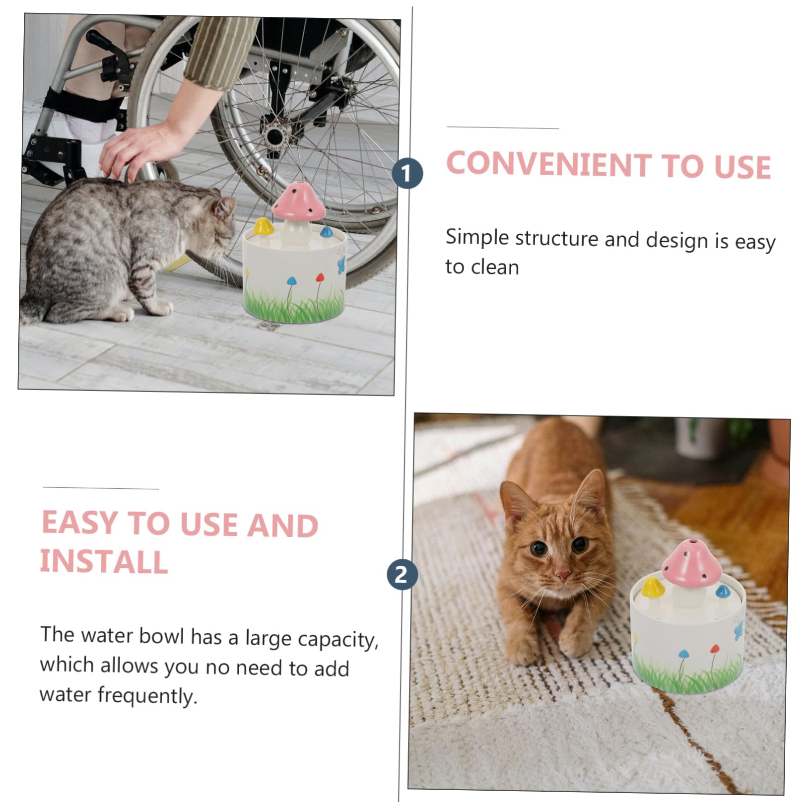 Hohopeti Dispenser De Agua Cerámico para Mascotas Bebedero Automático De Circulación para Perros y Gatos Capacidad Diseño Atractivo y para Uso Interior y Exterior