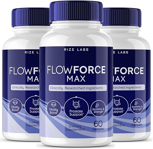 FlowForce Max - Paquete de 3 pastillas FlowForce Max, suplemento dietético totalmente natural para mejorar la fuerza, cápsulas FlowForce Max Extra