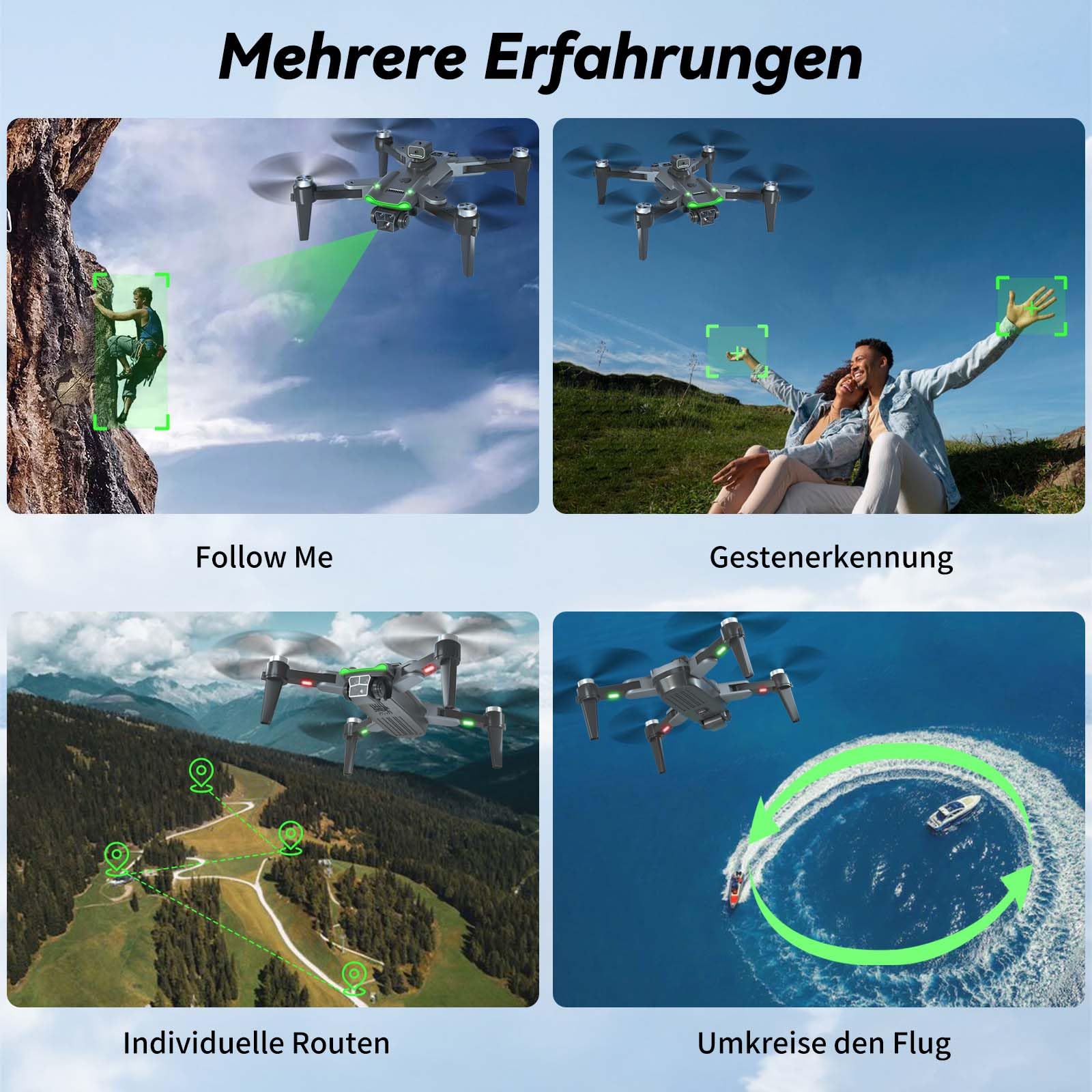 S166 GPS Drohne mit 4K Kamera, unter 249g für Erwachsene, Bürstenloser Motor, 60 Min Flugzeit (3 Akkus), 5G Übertragung, Auto Rückkehr, Auto Folgen, Faltbarer Quadcopter (Schwarz)