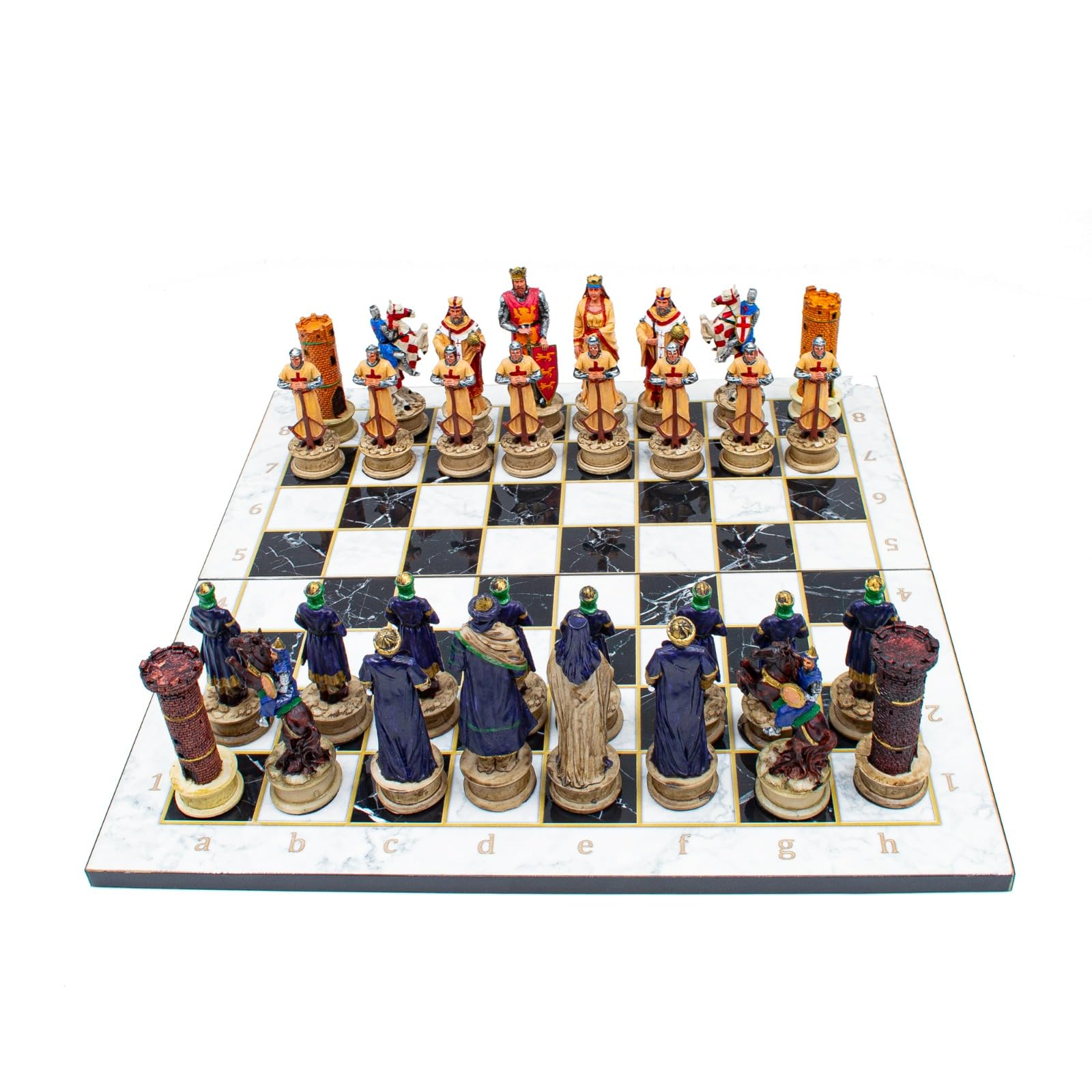 Ensemble d'échecs personnalisé en bois fait à la main, ensemble d'échecs sur le thème de l'Empire romain et ottoman, échiquier en noyer fait à la main, pièces d'échecs peintes à la main.