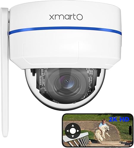 xmartO AI Tracking Techo CAM 2K HD Metal PTZ Dome Cámara de seguridad inalámbrica con seguimiento automático, audio bidireccional y visión nocturna