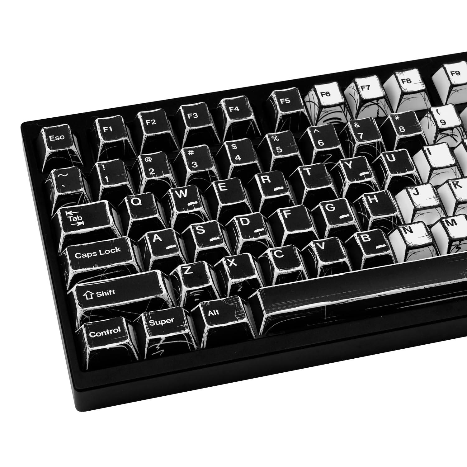 GEKUCAP PBT Keycaps, Black and White Japanese Manga Keycaps Set