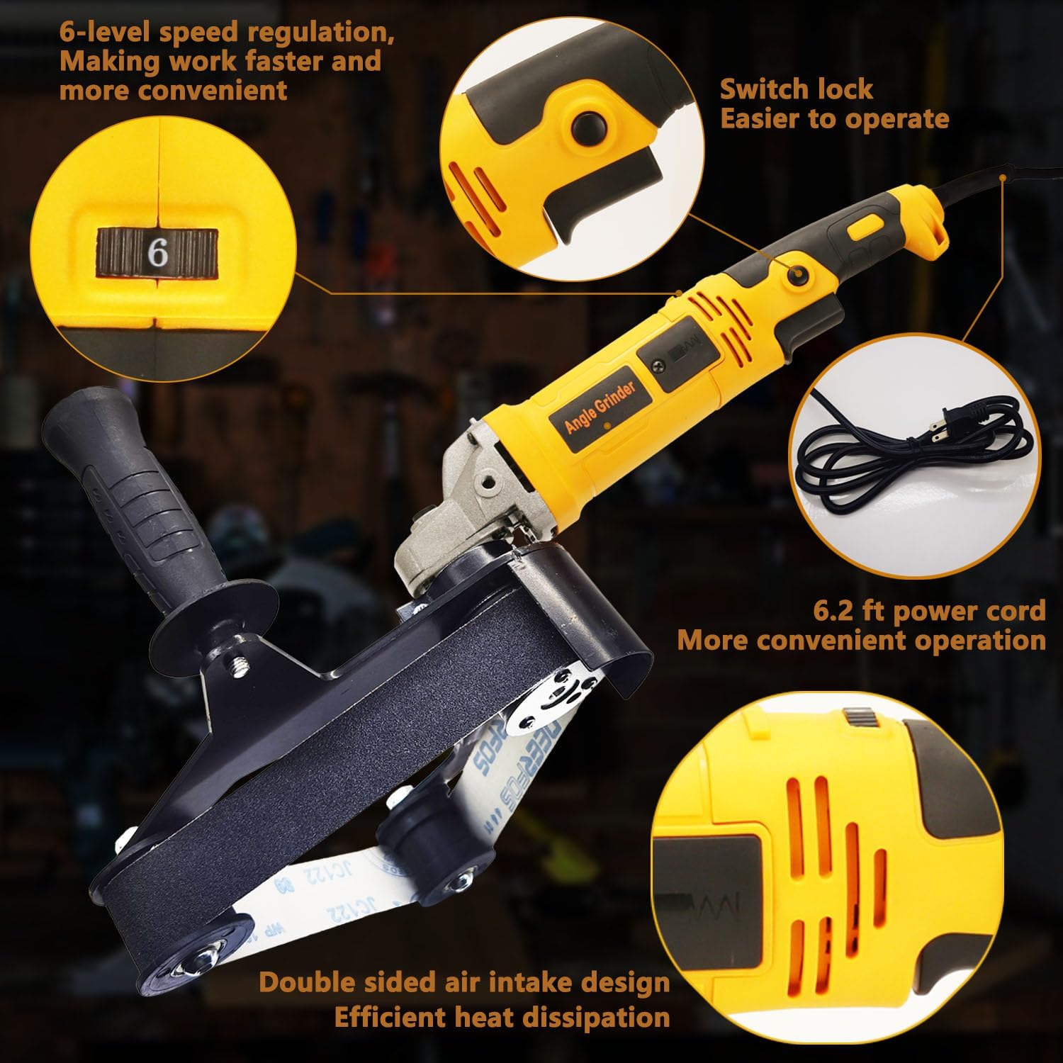 Pipe Tube Polisher Sander,1280W High-Power Industrial Grade Pipe Belt Sander with 6 Variable Speeds,Professional Polishing Tools for Grinding, Polishing,and Rust Removal.