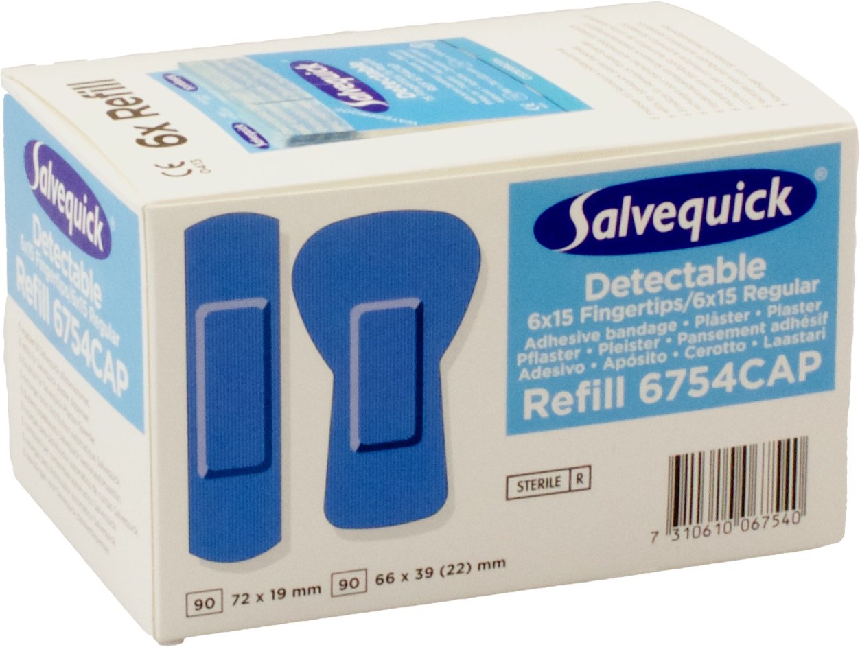 Salvequick – Tiritas detectables (Blue Mix, 6 Refills à 30 St.
