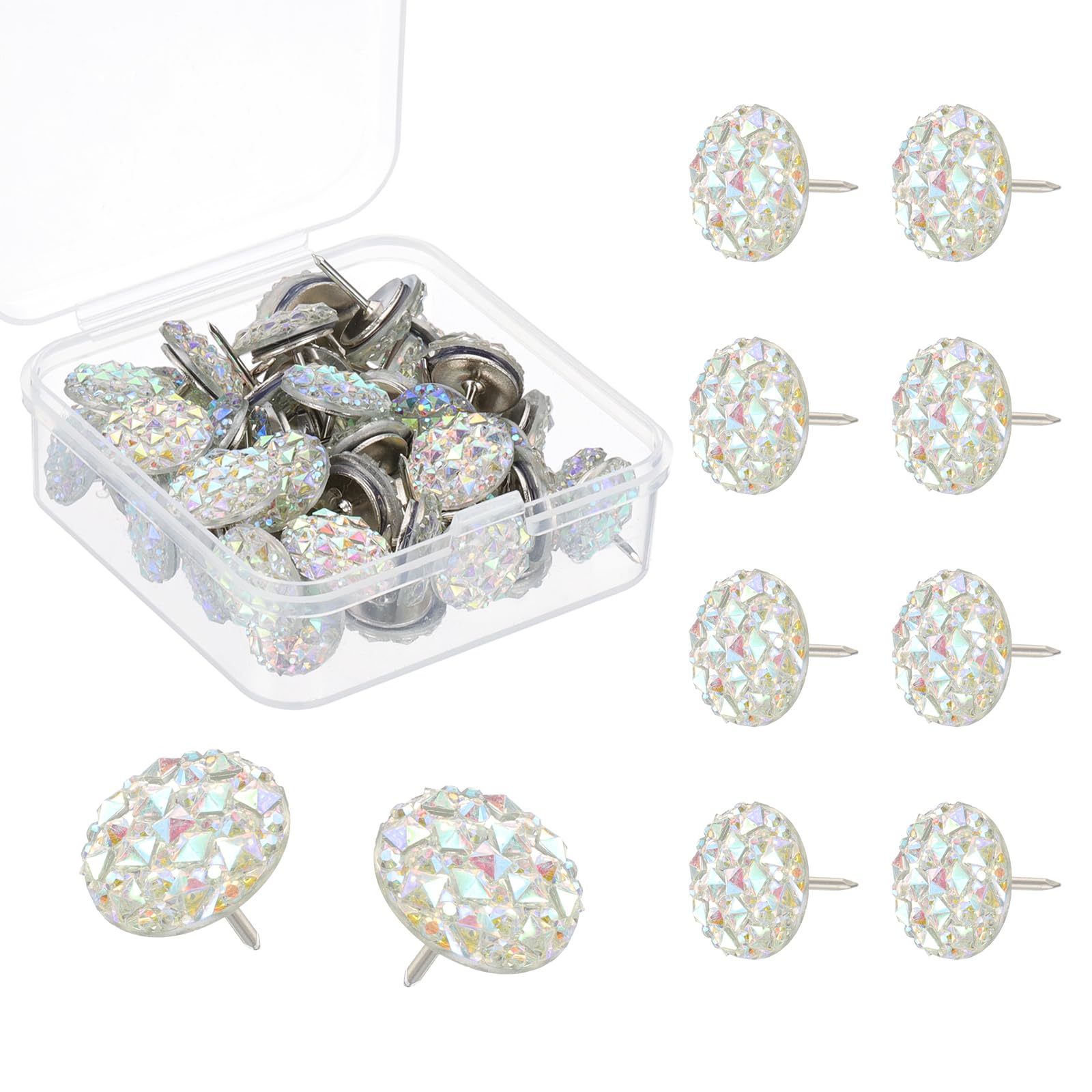 Chinchetas de diamante para tablero de corcho y notas decorativas blancas 50 uds