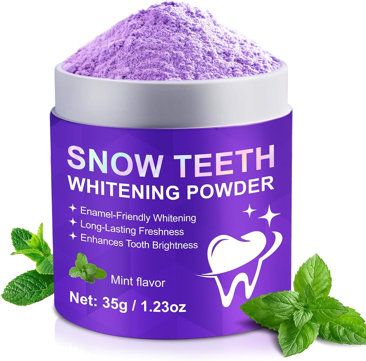 Teeth Whitening Powder - Snow Teeth Whitening Powder with Pap+ Formula, Peroxide-Free, No Sensitivity & Enamel Safe - Removes Coffee, Tea, Wine, Tobacco & Food Stains - 35g | 1.23oz