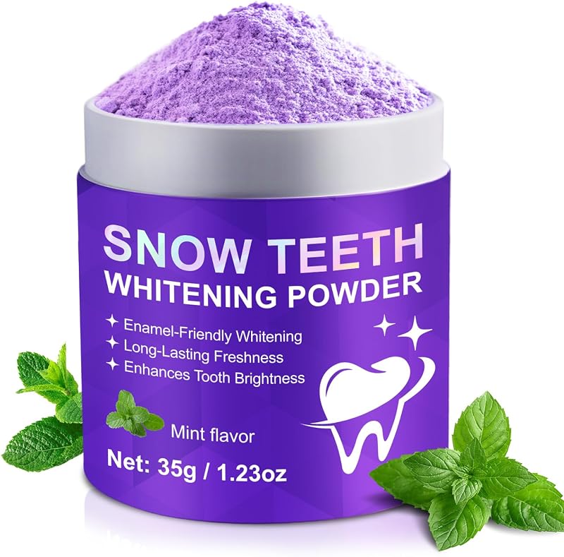 Teeth Whitening Powder - Snow Teeth Whitening Powder with Pap+ Formula, Peroxide-Free, No Sensitivity & Enamel Safe - Removes Coffee, Tea, Wine, Tobacco & Food Stains - 35g | 1.23oz