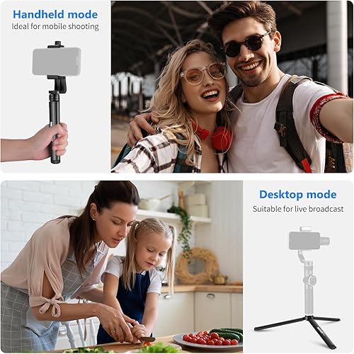 Miniatura 5 de NEEWER Mini trípode de metal, soporte de mesa, trípode compacto de escritorio compatible con grúa M2, Smooth Q2, estabilizador de agarre cardán y