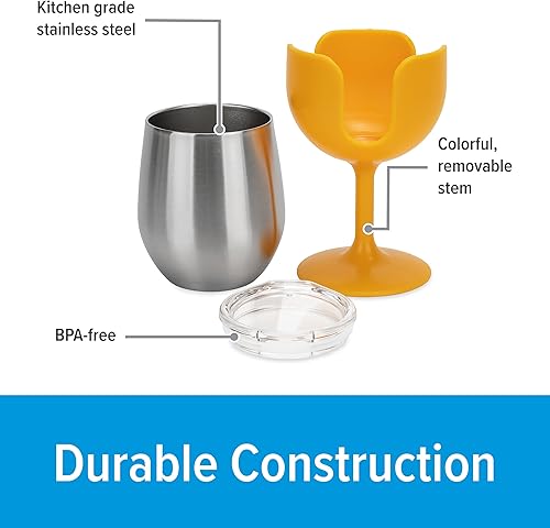 Miniatura 4 de Camco Life is Better at The Campsite - Vaso de vino | Aislamiento al vacío de doble pared resistente | Hecho de acero inoxidable 18/8 | Tallos