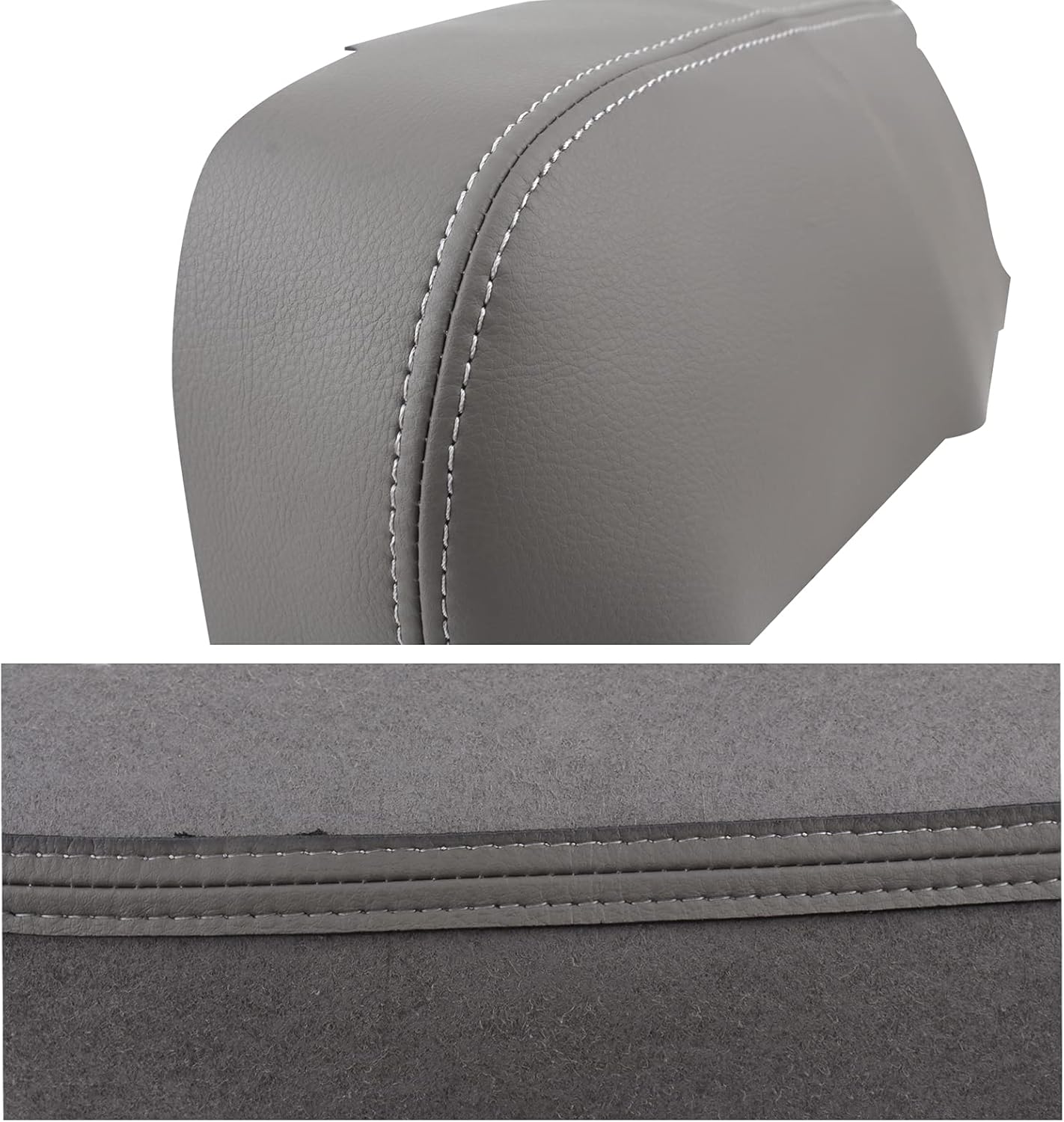 AUTOKAY 2pcs Leather Front Door Panels Armrest Cover Fits for Honda Pilot 2009-2015 - Gray