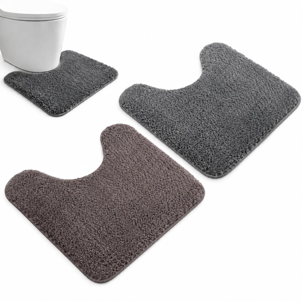 GLQYGZ 2 PCS Toilet Mat, Toilet Mats Pedestal Only, 50x40 Cm U-Shapebathroom Rug Set, Absorbent Non-Slip Floor Mat For Adult Use At Home Orcommercial Bathroom.
