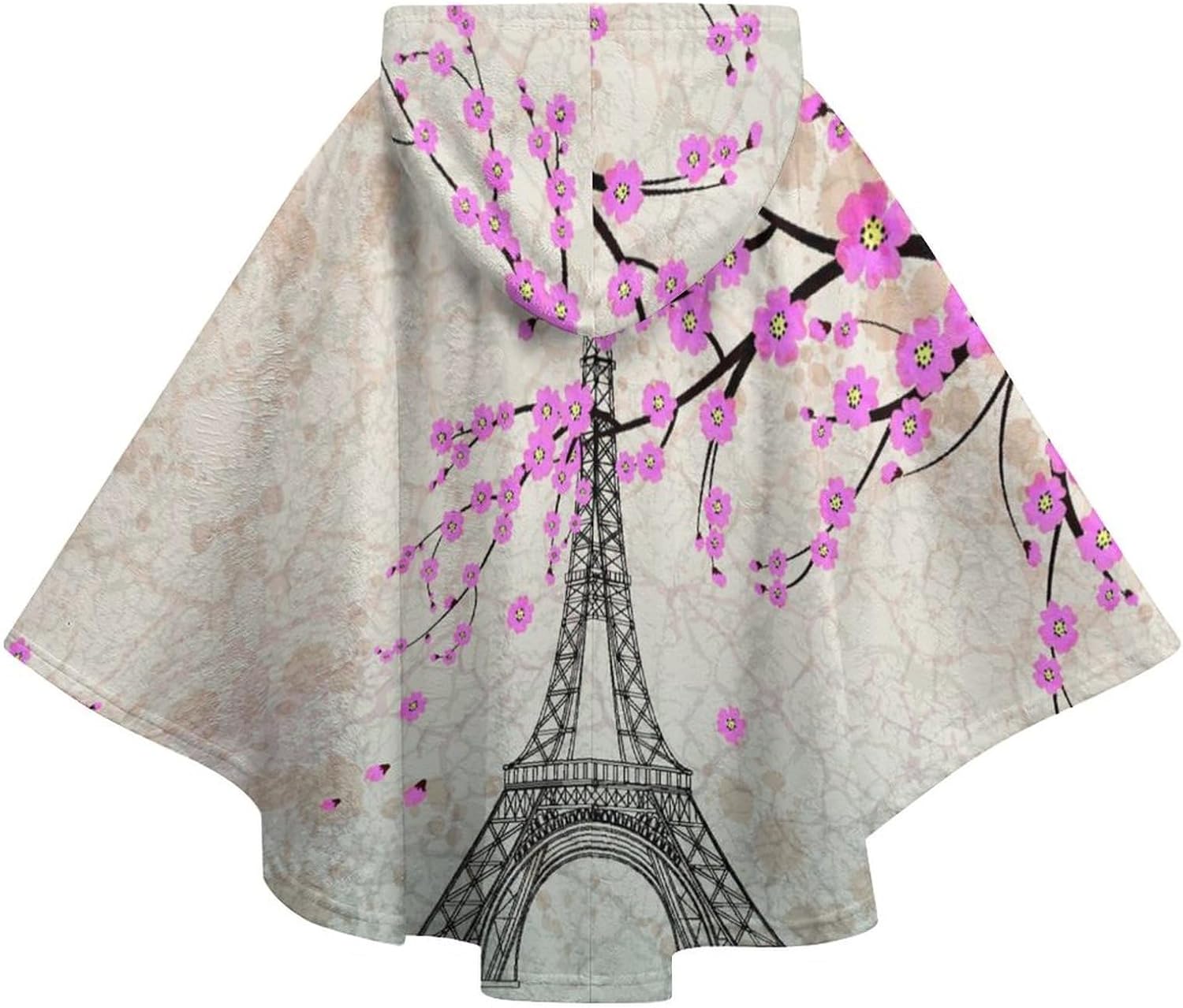 Pairs Eiffel Tower Wearable Blanket with Hooded Flannel Blankets Cape with Pocket