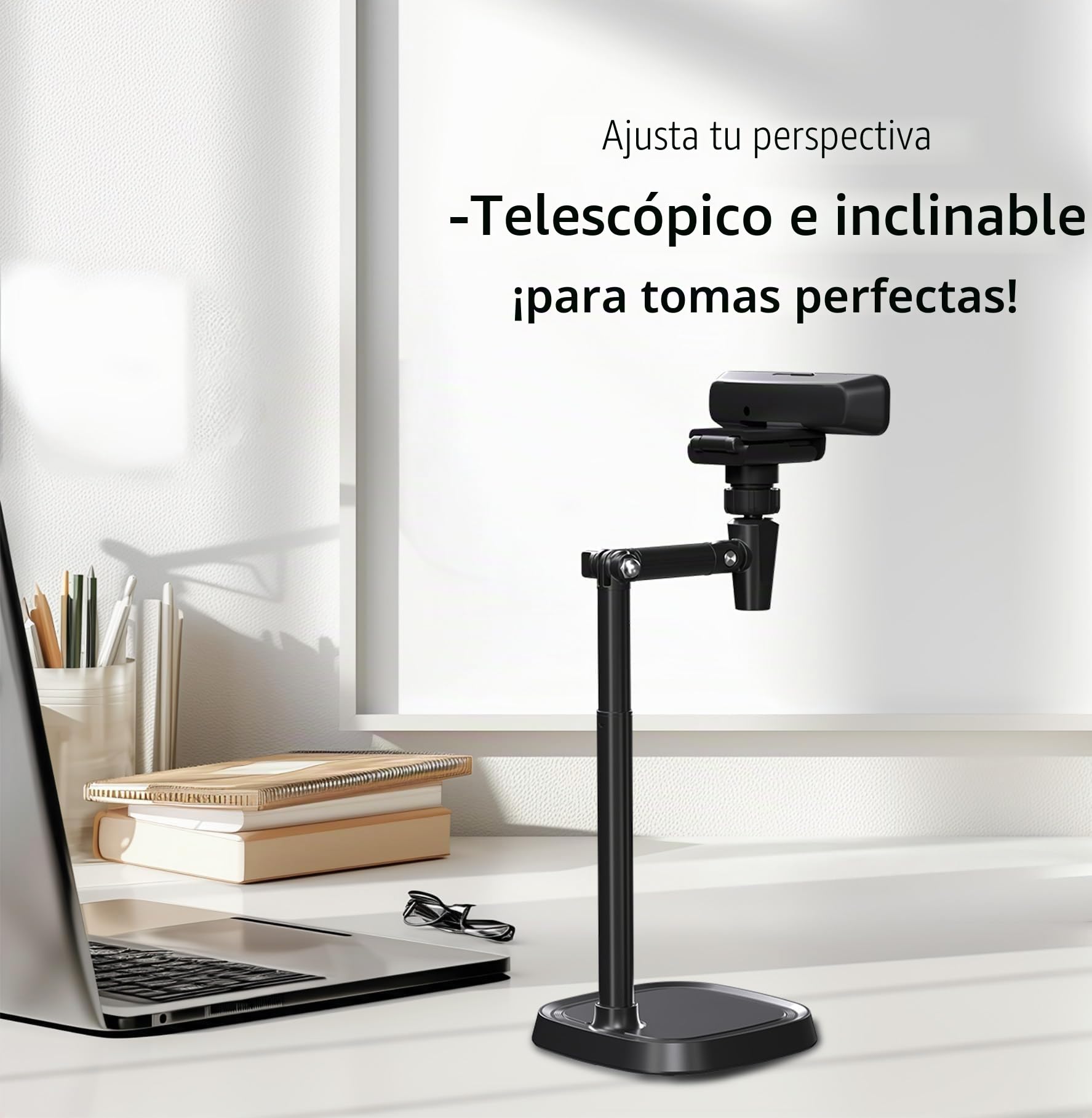 Soporte para cámara web, teléfono celular, C925e, C922x, C922, C930e, C930, C920, C615, Brio 4K, cámara réflex digital, luz derecha 1/4 pulgadas (negro)