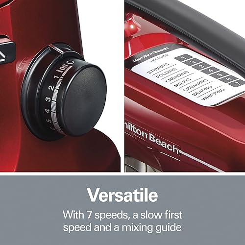 Miniatura 4 de Hamilton Beach Batidora eléctrica de pie, 4 cuartos de galón, gancho para masa, accesorios planos y batidora de mano eléctrica de 6 velocidades con