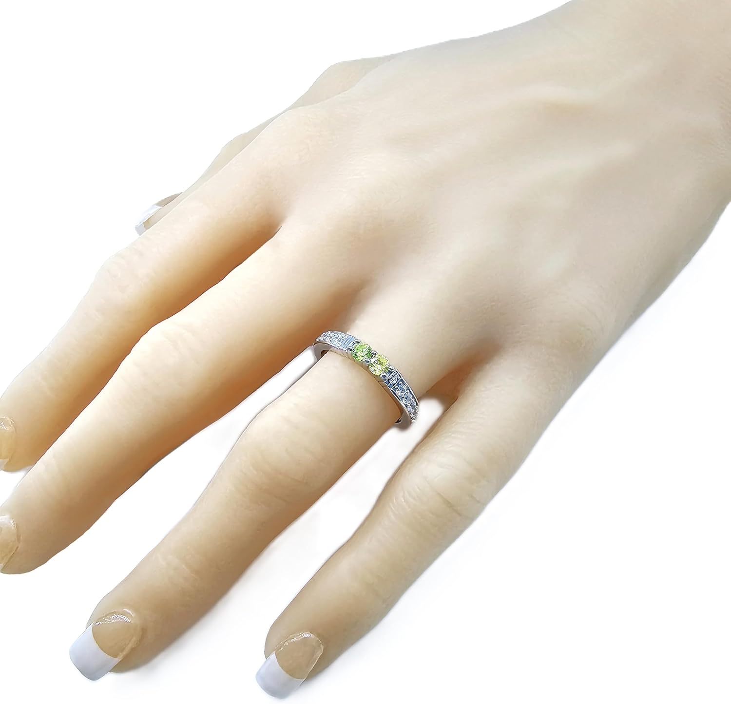 Central Diamond Center Shared Prong w/Sides Couple 2 Stone Ring w/Simulated Birthstones in Silver, 10K or 14K Gold