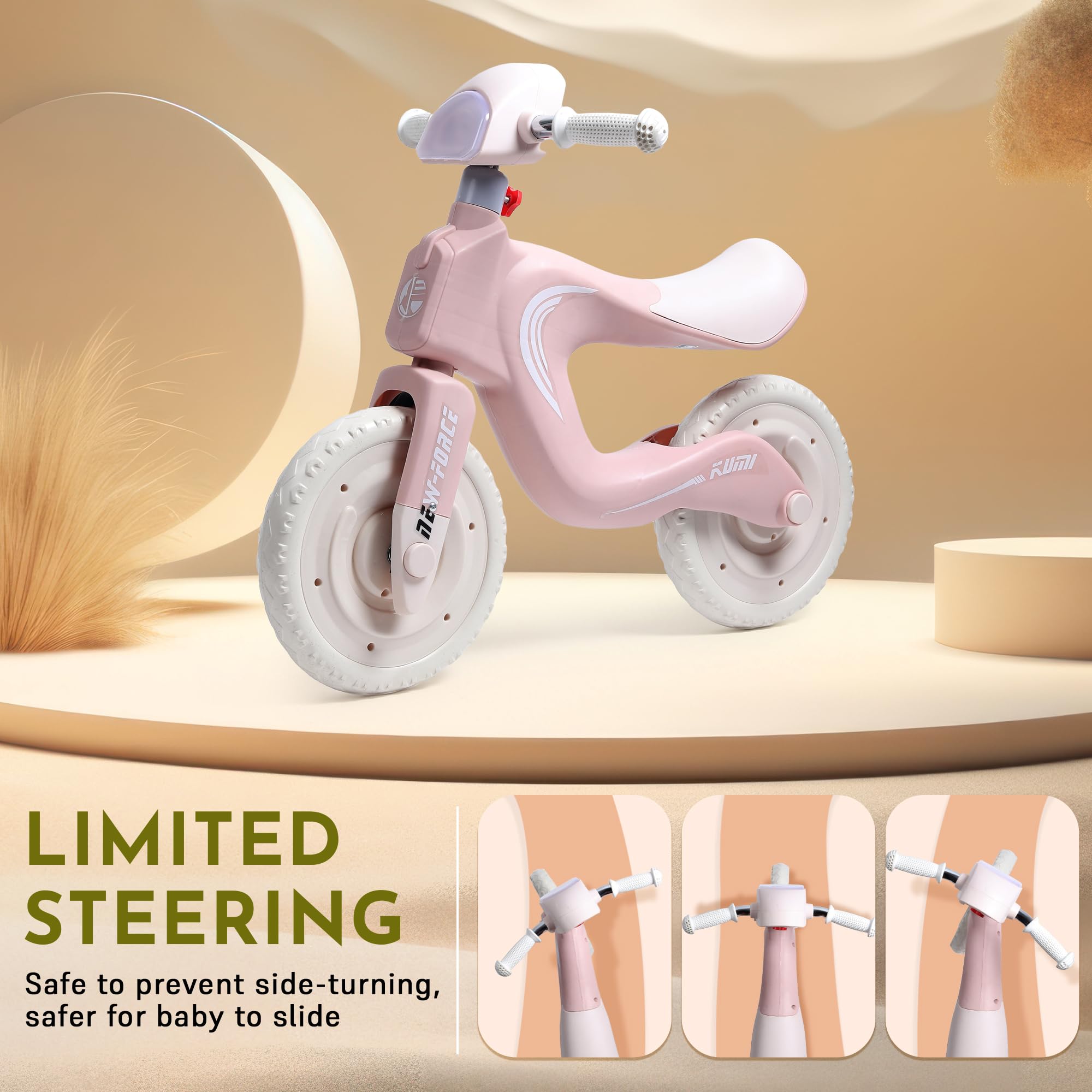 Balance Bike Learning Bicycle/Sliding Bike for 3-8 Years Old Toddlers Kids with Colorfull Lighting & Music for Birthday. (Pink) - Image 5 thumbnail
