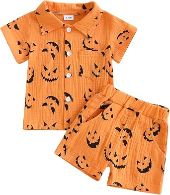 Toddler Baby Boy Linen Outfit Short Sleeve Pocket T-shirt Top and Rolled Shorts Summer Clothes Set