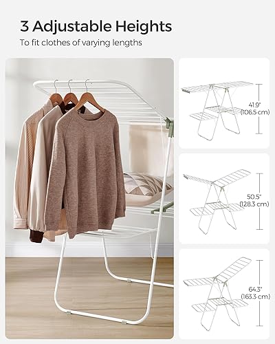 Miniatura 13 de SONGMICS ULLR053B01V1 - Estante de secado de ropa plegable de 2 niveles, aireador de lavandería independiente, con alas ajustables en altura, 33