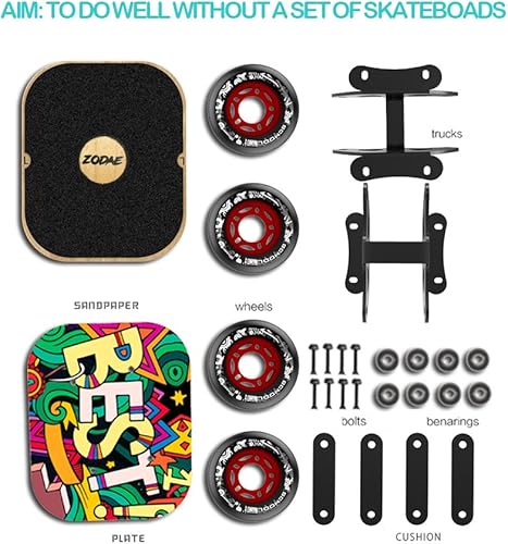 Miniatura 9 de AsFrost Placa de patines de deriva portátil con cubierta de arce fresca antideslizante tablero partido monopatín con ruedas de PU rodamientos de