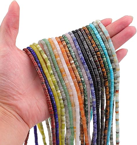 Miniatura 6 de BEADIA Cuentas Espaciadoras de Turquesa Azul Natural Semipreciosas para Hacer Joyas con Encabezados Sueltos 4mmx2mm 38cm