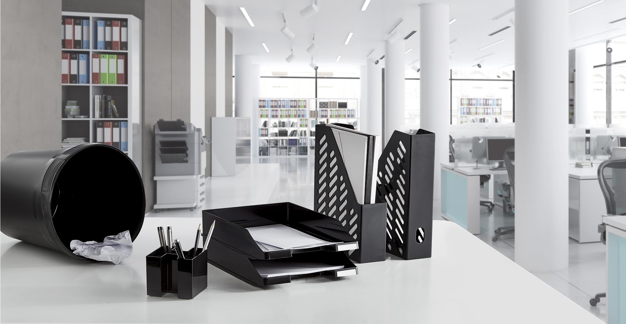 Conipa® - 10 Stück Briefablage DIN A4 Schwarz (stapelbar) - Ablagefächer & Dokumentenablage für Schreibtisch - Ablageboxen & Bürobedarf für Briefe & Dokumente - Papier-Ablage Organizer (Büro-Artikel)