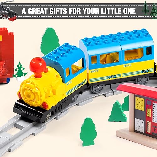 Miniatura 6 de 34 pistas de puente de tren, pista de tren clásica con 12 vías curvas, 12 vías rectas y de puente, compatible con todas las principales marcas,