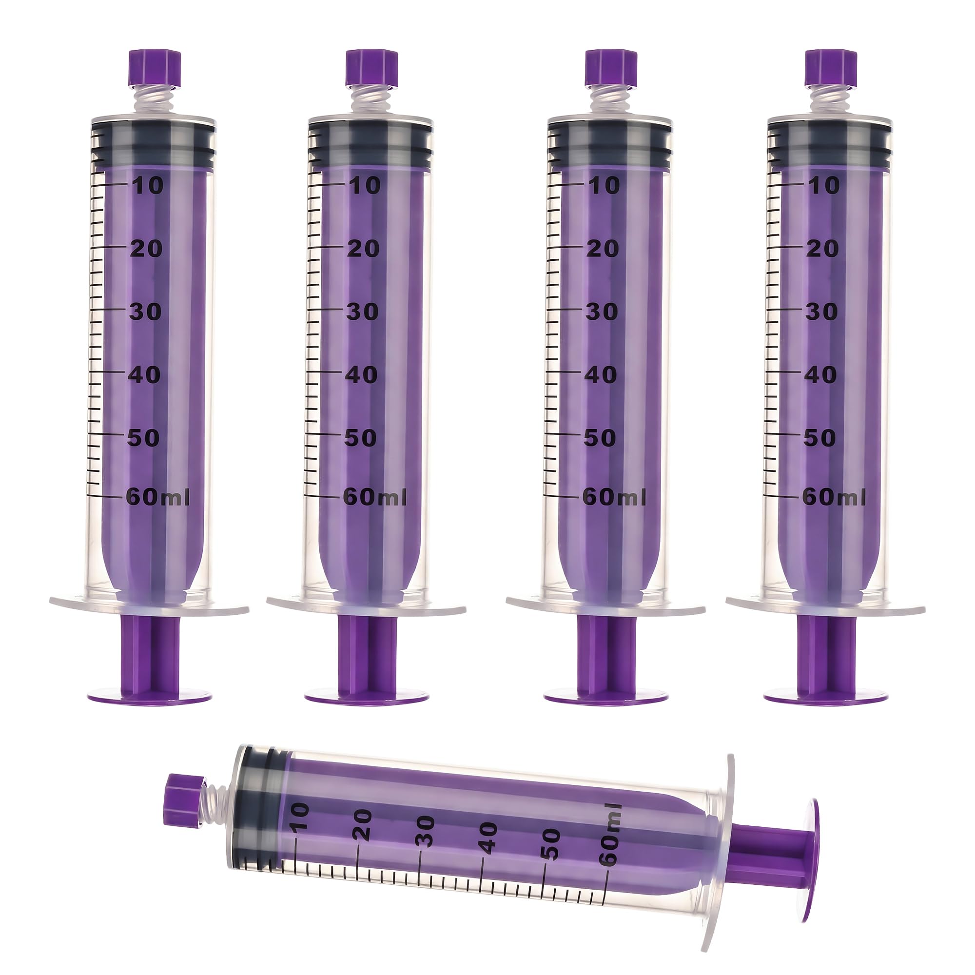 60ml Feeding Syringe with Screw Cap, 60cc Large Plastic Syringe ,10 Pack