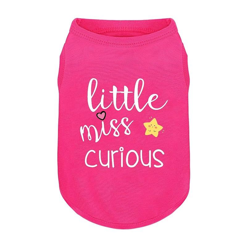 Camisa de algodão para cães ZIAGAOP com estampa Little Miss Curious Pink Star, tamanho X-Large