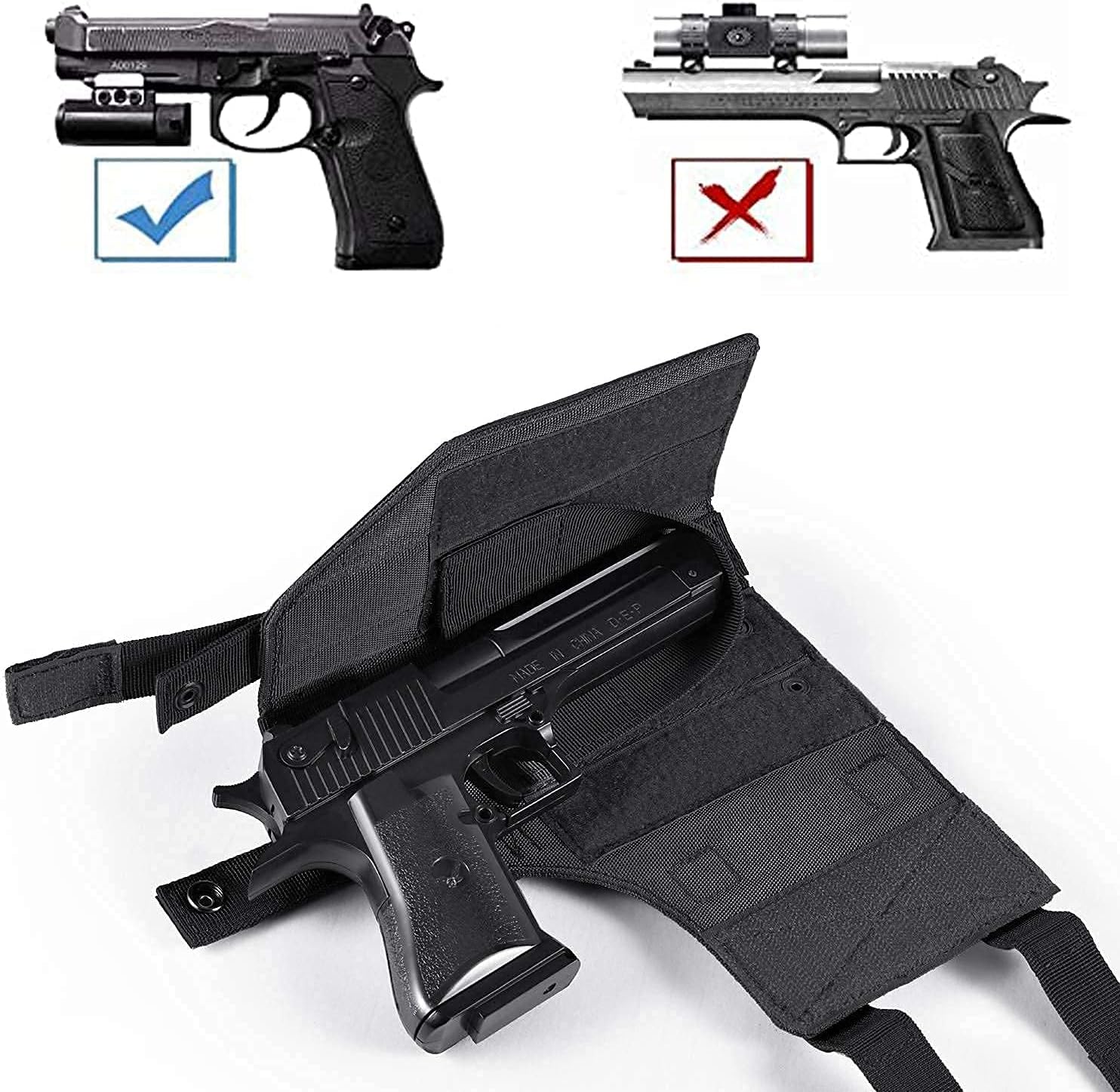 FRTKK Tactical Pistol Holster for Right Hand & Universal Double Pistol Mag Pouch