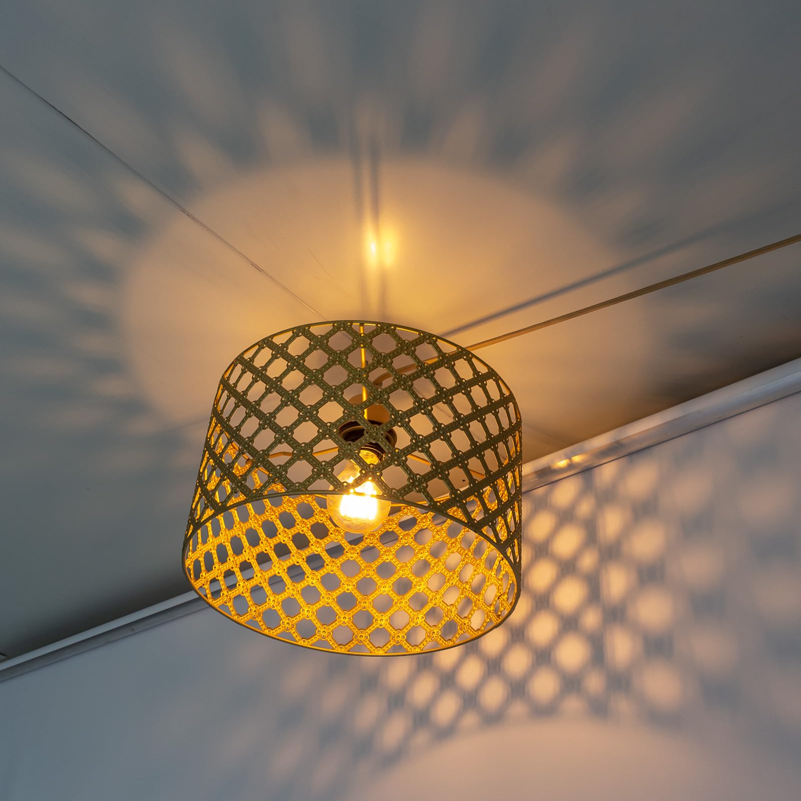 Moderno paralume rotondo in metallo, Design Floral Ribbon intagliato, per lampada da terra, lampada a sospensione, lampada da tavolo