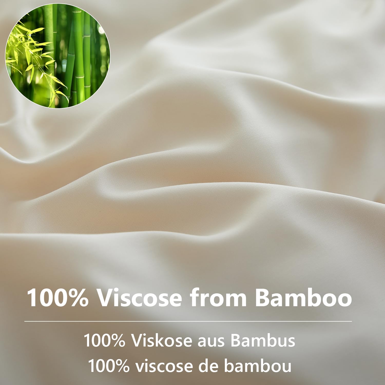 Simple&Opulence Funda nórdica de Fibra de bambú, Funda nórdica Suave como la Seda, Juego de Cama Fresco para el Verano, cómodo para la Piel y el Pelo, 230×220cm, Beige